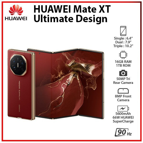 Original Huawei Mate XT Ultimate Tri-Foldable Phone 10.2 Inches Screen Battery 5600mAh 1TB + 16GB RAM Smartphone
